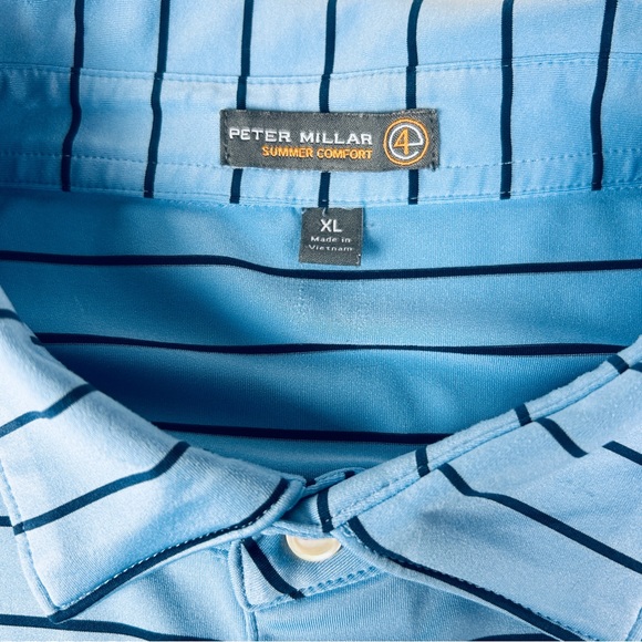 Peter Millar Summer Comfort Mens Golf Polo Sz XL Blue Striped Rendezvous Course - Picture 4 of 7